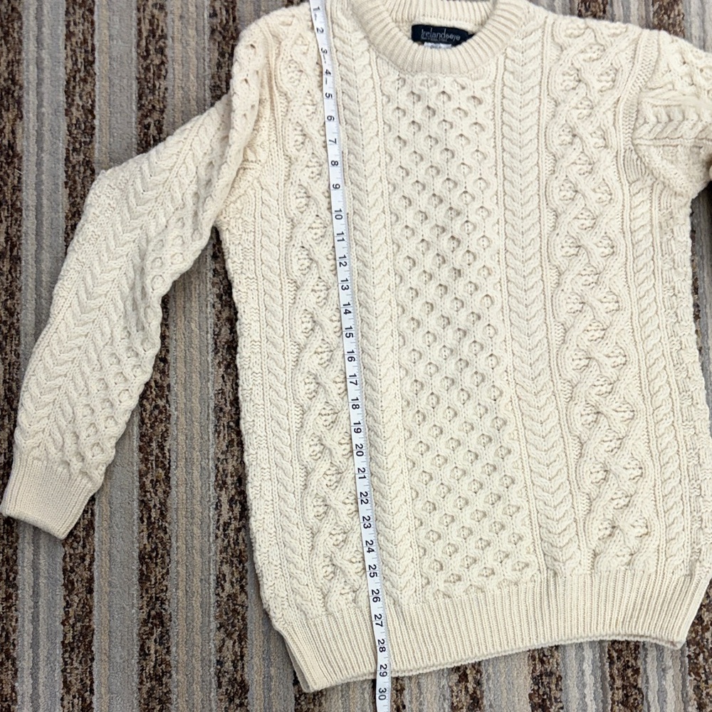 Gender neutral authentic Irish knit Knit Merino wool Sweater - Cream - Picture 6 of 7